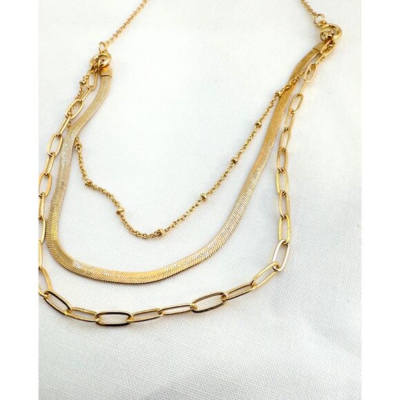 Goldtone Multi Strand Necklace - Picture 2 of 5